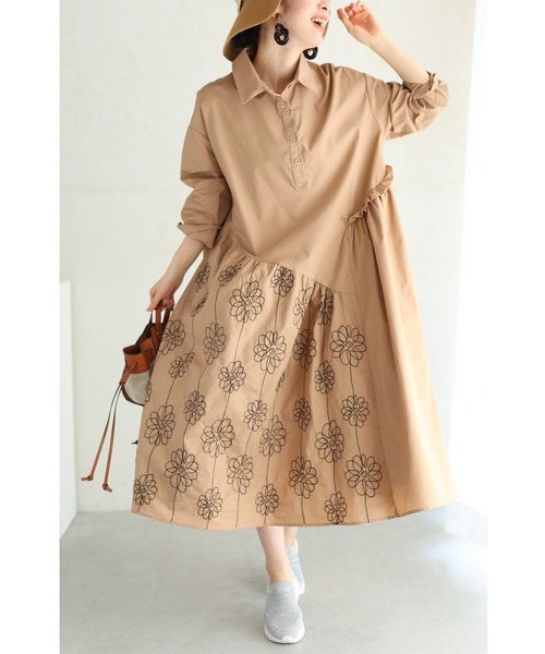 一筆書きの黒花刺繍浮かぶシャツロングワンピース ワンピース Cawaii カワイイ のファッション通販 Zozotown 一筆書きの黒花刺繍浮かぶシャツロングワンピース ワンピース Cawaii カワイイ のファッション通販 Zozotown