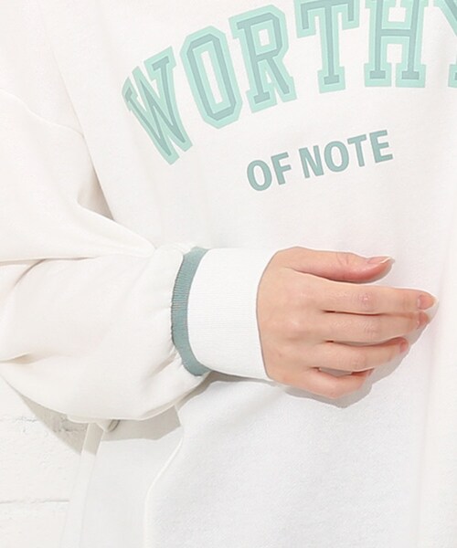 Cutie Blonde（キューティーブロンド）の「◆【S-L】配色リブプルオーバー（スウェット・レディース・グレー/オフホワイト/グリーン・01/02/03）」の8枚目の写真