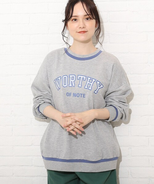 Cutie Blonde（キューティーブロンド）の「◆【S-L】配色リブプルオーバー（スウェット・レディース・グレー/オフホワイト/グリーン・01/02/03）」の11枚目の写真