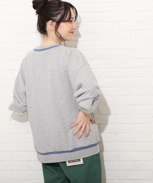 Cutie Blonde（キューティーブロンド）の「◆【S-L】配色リブプルオーバー（スウェット・レディース・グレー/オフホワイト/グリーン・01/02/03）」の13枚目の写真