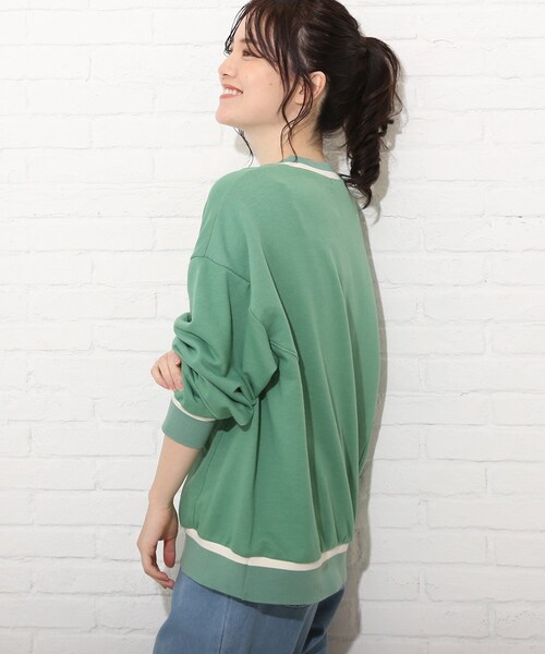 Cutie Blonde（キューティーブロンド）の「◆【S-L】配色リブプルオーバー（スウェット・レディース・グレー/オフホワイト/グリーン・01/02/03）」の18枚目の写真