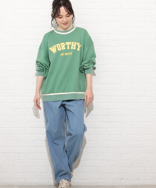 Cutie Blonde（キューティーブロンド）の「◆【S-L】配色リブプルオーバー（スウェット・レディース・グレー/オフホワイト/グリーン・01/02/03）」の20枚目の写真