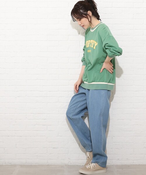 Cutie Blonde（キューティーブロンド）の「◆【S-L】配色リブプルオーバー（スウェット・レディース・グレー/オフホワイト/グリーン・01/02/03）」の21枚目の写真