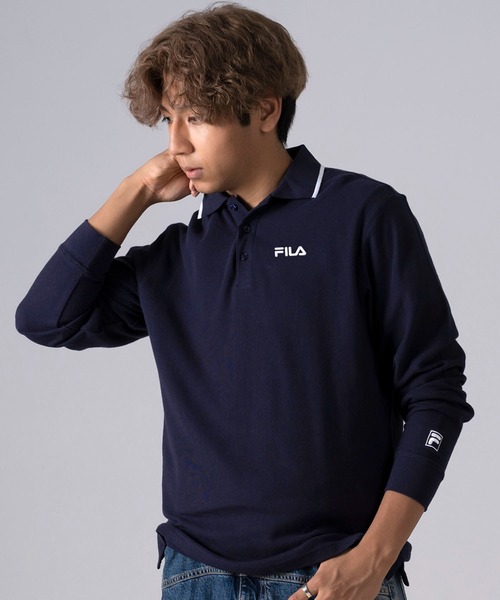 FILA(フィラ)の「FILA/フィラ ポロシャツ 長袖 綿100% 鹿の子 筆記体ロゴ刺繍 衿ライン(ポロシャツ・メンズ・ホワイト/ブラック/ダークグリーン/ネイビー/ホワイト系1/ブラック系1/ネイビー系1・LL/S/M/L/5L/4L)」の9枚目の写真