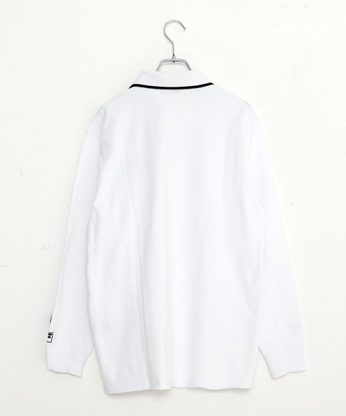 FILA（フィラ）の「FILA/フィラ 筆記体 ブランドロゴ刺繍 衿ライン 綿100% 鹿の子 長袖ポロシャツ（ポロシャツ・メンズ・ホワイト/ブラック/ダークグリーン/ネイビー・LL/S/M/L/5L/4L）」の6枚目の写真