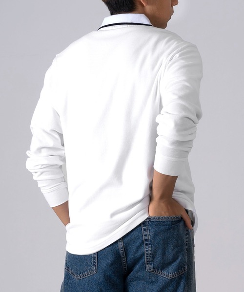 FILA（フィラ）の「FILA/フィラ 筆記体 ブランドロゴ刺繍 衿ライン 綿100% 鹿の子 長袖ポロシャツ（ポロシャツ・メンズ・ホワイト/ブラック/ダークグリーン/ネイビー・LL/S/M/L/5L/4L）」の15枚目の写真