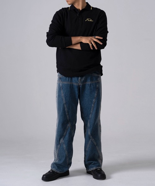 FILA（フィラ）の「FILA/フィラ 筆記体 ブランドロゴ刺繍 衿ライン 綿100% 鹿の子 長袖ポロシャツ（ポロシャツ・メンズ・ホワイト/ブラック/ダークグリーン/ネイビー・LL/S/M/L/5L/4L）」の21枚目の写真