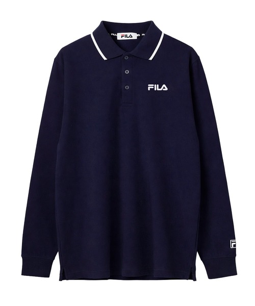 FILA(フィラ)の「FILA/フィラ ポロシャツ 長袖 綿100% 鹿の子 筆記体ロゴ刺繍 衿ライン(ポロシャツ・メンズ・ホワイト/ブラック/ダークグリーン/ネイビー/ホワイト系1/ブラック系1/ネイビー系1・LL/S/M/L/5L/4L)」の15枚目の写真