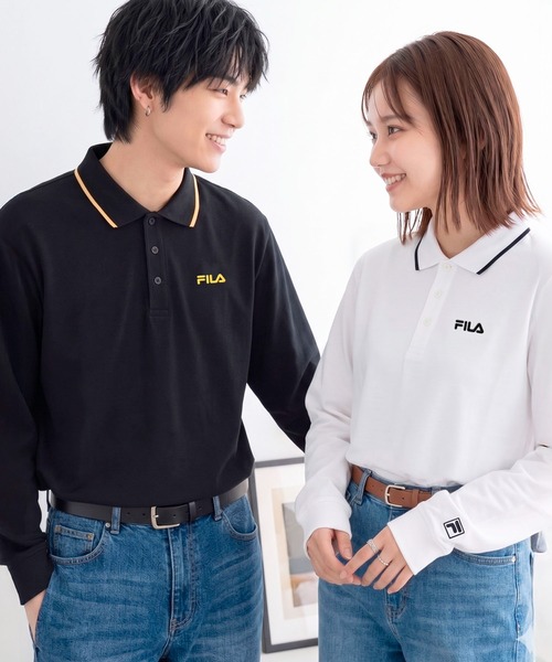 FILA(フィラ)の「FILA/フィラ ポロシャツ 長袖 綿100% 鹿の子 筆記体ロゴ刺繍 衿ライン(ポロシャツ・メンズ・ホワイト/ブラック/ダークグリーン/ネイビー/ホワイト系1/ブラック系1/ネイビー系1・LL/S/M/L/5L/4L)」の12枚目の写真