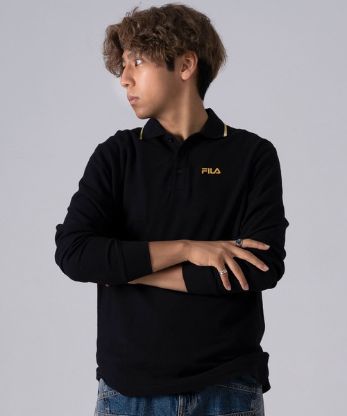 FILA(フィラ)の「FILA/フィラ ポロシャツ 長袖 綿100% 鹿の子 筆記体ロゴ刺繍 衿ライン(ポロシャツ・メンズ・ホワイト/ブラック/ダークグリーン/ネイビー/ホワイト系1/ブラック系1/ネイビー系1・LL/S/M/L/5L/4L)」の10枚目の写真