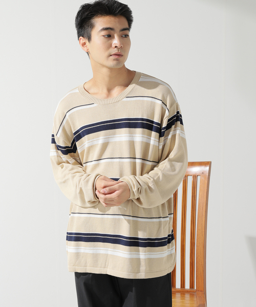 ベーセーストック新品　マルチボーダーニット マルチボーダーニット（ニット/セーター）｜B.C STOCK（ベーセー