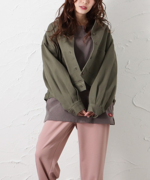 Dickies（ディッキーズ）の「Dickies ディッキーズ ショート丈カツラギジャケット（その他アウター・レディース・カーキ/アイボリー/チャコール・M/L）」の2枚目の写真