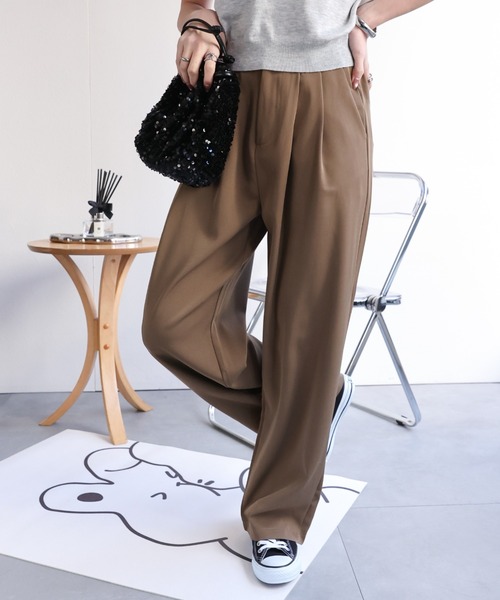 LAC-VERT（ラック・ヴェール）の「【累計販売枚数3万枚突破】ハイウエストワイドスラックス（スラックス・レディース・ブラック/グレー/カーキ/バイオレット/ミント/ベージュ/ライトパープル・FREE/SMALL/S）」の4枚目の写真