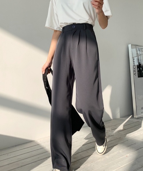 LAC-VERT（ラック・ヴェール）の「【累計販売枚数3万枚突破】ハイウエストワイドスラックス（スラックス・レディース・ブラック/グレー/カーキ/バイオレット/ミント/ベージュ/ライトパープル・FREE/SMALL/S）」の15枚目の写真