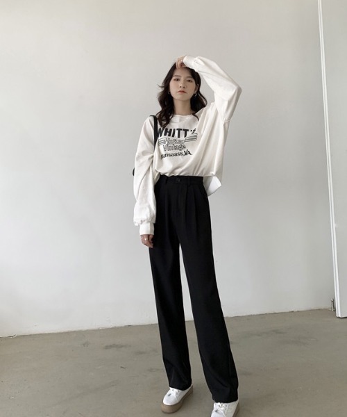 LAC-VERT（ラック・ヴェール）の「【累計販売枚数3万枚突破】ハイウエストワイドスラックス（スラックス・レディース・ブラック/グレー/カーキ/バイオレット/ミント/ベージュ/ライトパープル・FREE/SMALL/S）」の10枚目の写真