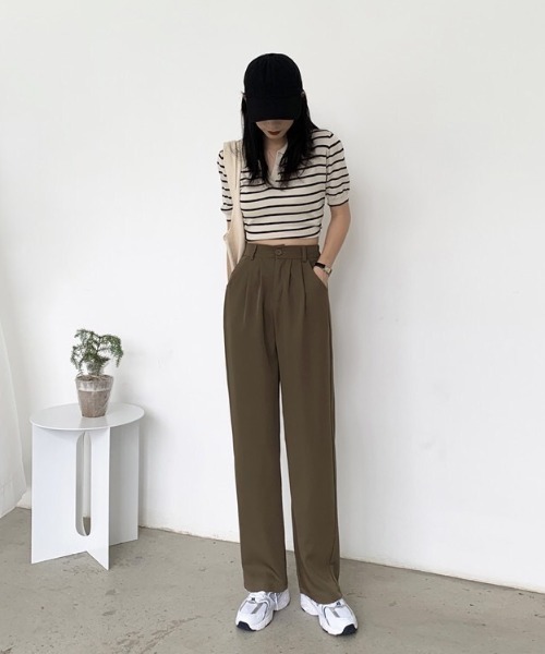 LAC-VERT（ラック・ヴェール）の「【累計販売枚数3万枚突破】ハイウエストワイドスラックス（スラックス・レディース・ブラック/グレー/カーキ/バイオレット/ミント/ベージュ/ライトパープル・FREE/SMALL/S）」の8枚目の写真