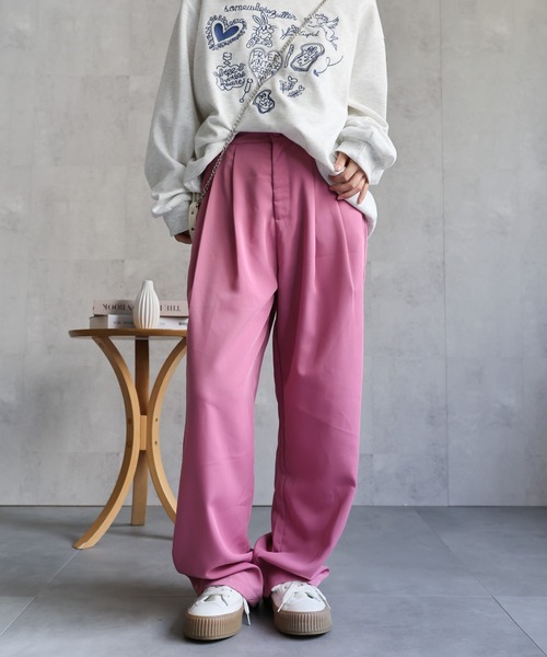 セール】【累計販売枚数3万枚突破】ハイウエストワイドスラックス