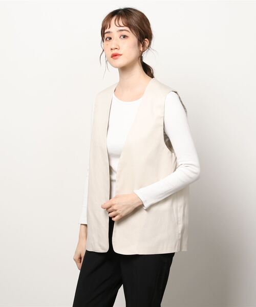 Toironier（トワロニエ）の「Toironier(トワロニエ ) ノーカラーベスト（ベスト・レディース・ブルー/ホワイト・FREE）」の15枚目の写真