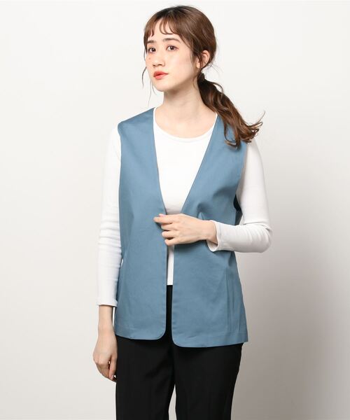 Toironier（トワロニエ）の「Toironier(トワロニエ ) ノーカラーベスト（ベスト・レディース・ブルー/ホワイト・FREE）」の16枚目の写真