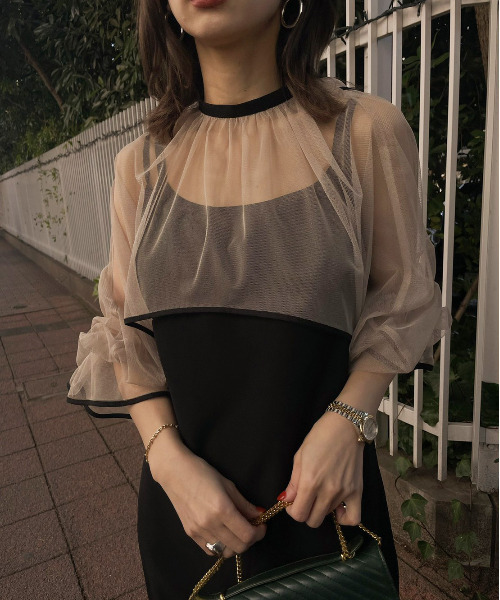 MANY WAY AIRY VEIL DRESS(S BLACK): AMERI: WOMENS｜ STUDIOUS