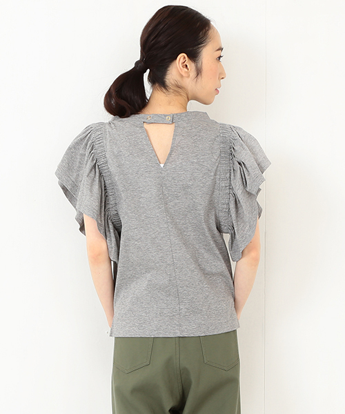 Ray BEAMS(レイビームス)の「RBS / ギャザー フリルスリーブT(Tシャツ/カットソー・レディース・オフホワイト/グレー・ONE SIZE)」の7枚目の写真