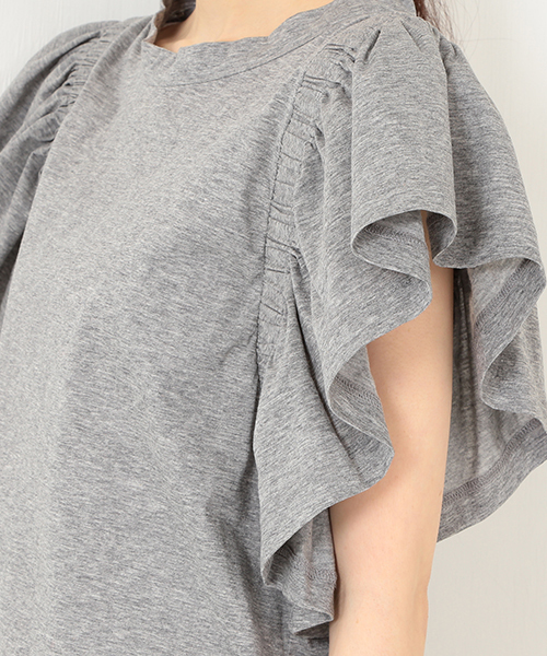 Ray BEAMS(レイビームス)の「RBS / ギャザー フリルスリーブT(Tシャツ/カットソー・レディース・オフホワイト/グレー・ONE SIZE)」の9枚目の写真