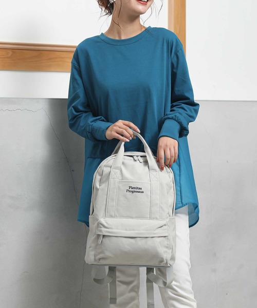 ALTROSE（アルトローズ）の「ロゴ　キャンバスリュック（バックパック/リュック・レディース・ブラック/グレー/アイボリー・FREE）」の9枚目の写真