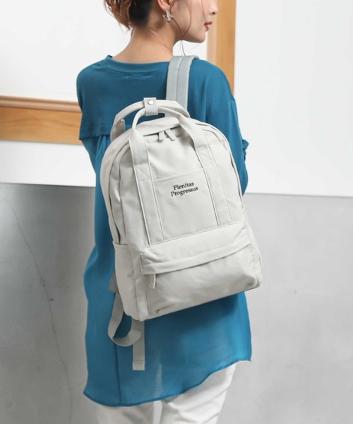 ALTROSE（アルトローズ）の「ロゴ　キャンバスリュック（バックパック/リュック・レディース・ブラック/グレー/アイボリー・FREE）」の8枚目の写真