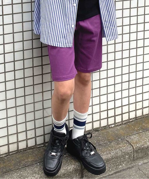 GLAZOS(グラソス)の「ストレッチツイル・スケーターハーフパンツ(その他パンツ・キッズ・チャコールグレー/ブラック/パープル/イエロー/ブルー/グリーン/ライトベージュ・130cm/150cm/160cm/170cm/140cm)」の6枚目の写真