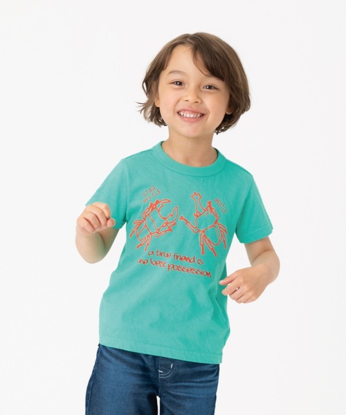 RUGGEDWORKS(ラゲッドワークス)の「《made in Japan》 昆虫プリント半袖TEE(Tシャツ/カットソー・キッズ・オレンジ/グリーン・90/100/110/120/130)」の2枚目の写真