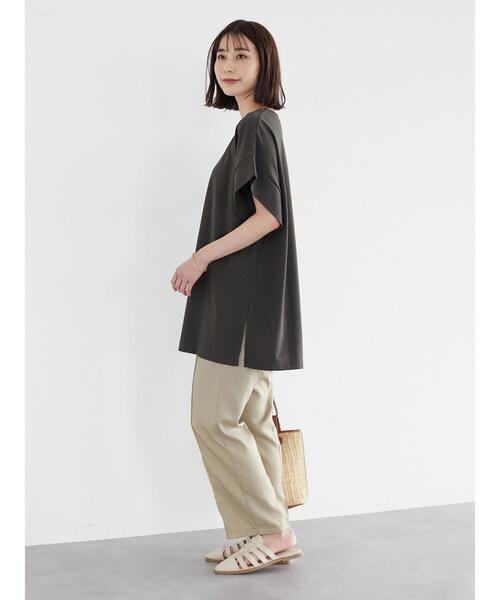 Green　Parks（グリーンパークス）の「袖広 カットチュニック（Tシャツ/カットソー・レディース・オフホワイト/イエロー/ダークグレー・FREE）」の5枚目の写真