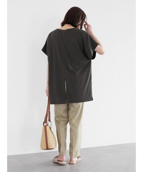 Green　Parks（グリーンパークス）の「袖広 カットチュニック（Tシャツ/カットソー・レディース・オフホワイト/イエロー/ダークグレー・FREE）」の6枚目の写真