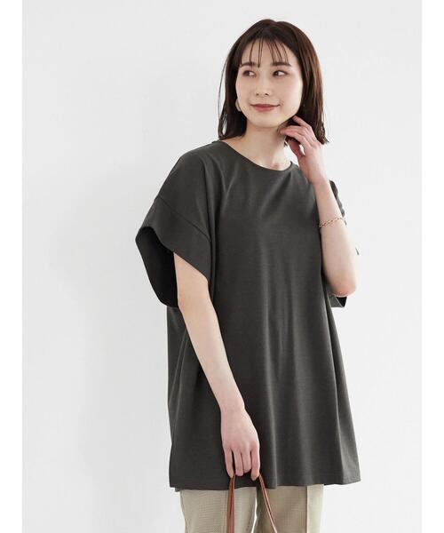 Green　Parks（グリーンパークス）の「袖広 カットチュニック（Tシャツ/カットソー・レディース・オフホワイト/イエロー/ダークグレー・FREE）」の7枚目の写真