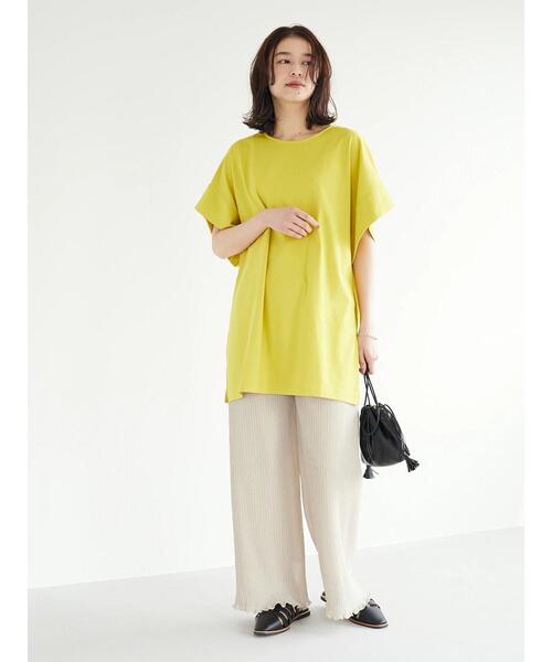Green　Parks（グリーンパークス）の「袖広 カットチュニック（Tシャツ/カットソー・レディース・オフホワイト/イエロー/ダークグレー・FREE）」の12枚目の写真