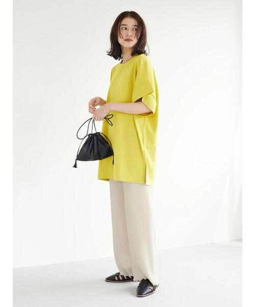Green　Parks（グリーンパークス）の「袖広 カットチュニック（Tシャツ/カットソー・レディース・オフホワイト/イエロー/ダークグレー・FREE）」の13枚目の写真