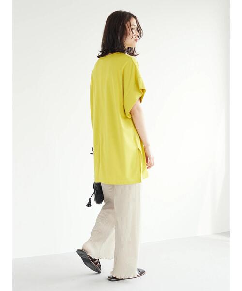 Green　Parks（グリーンパークス）の「袖広 カットチュニック（Tシャツ/カットソー・レディース・オフホワイト/イエロー/ダークグレー・FREE）」の14枚目の写真