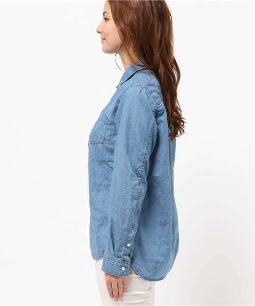 earth music&ecology（アースミュージックアンドエコロジー）の「デニムシャツ（シャツ/ブラウス・レディース・インディゴブルー/ライトインディゴブルー・SMALL/MEDIUM）」の4枚目の写真