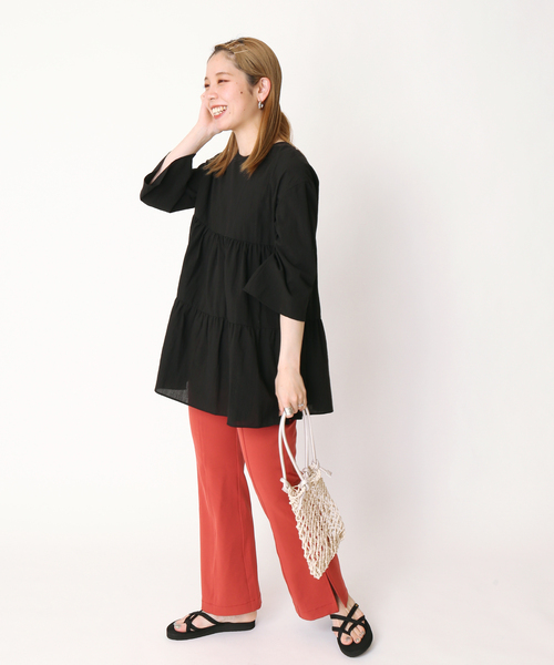 B.C STOCK(ベーセーストック)の「《追加》2wayティアードブラウス(シャツ/ブラウス・レディース・ホワイト/ブラック/イエロー・FREE)」の4枚目の写真