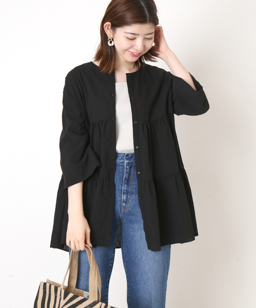 B.C STOCK(ベーセーストック)の「《追加》2wayティアードブラウス(シャツ/ブラウス・レディース・ホワイト/ブラック/イエロー・FREE)」の7枚目の写真