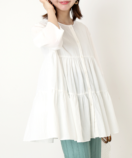 B.C STOCK(ベーセーストック)の「《追加》2wayティアードブラウス(シャツ/ブラウス・レディース・ホワイト/ブラック/イエロー・FREE)」の14枚目の写真