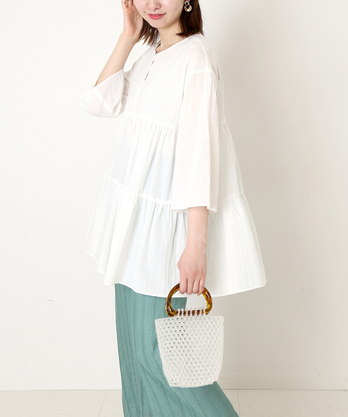 B.C STOCK(ベーセーストック)の「《追加》2wayティアードブラウス(シャツ/ブラウス・レディース・ホワイト/ブラック/イエロー・FREE)」の18枚目の写真