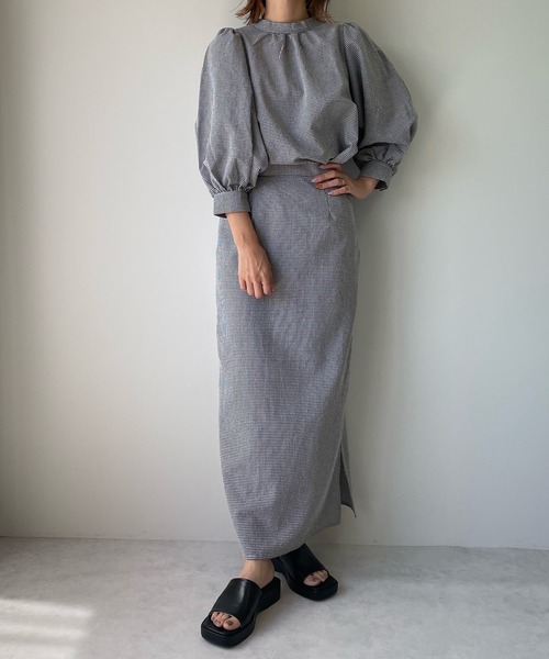 LE MORE(リモア)の「ギンガムパフブラウス(シャツ/ブラウス・レディース・レッド/ブラック/グリーン・FREE)」の22枚目の写真