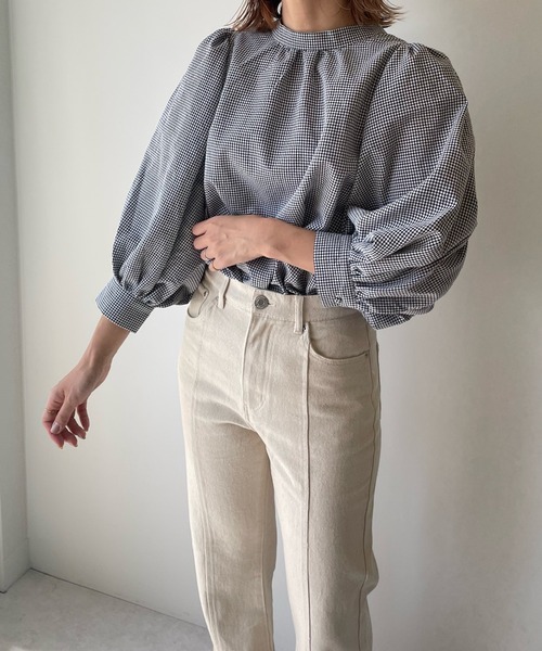 LE MORE(リモア)の「ギンガムパフブラウス(シャツ/ブラウス・レディース・レッド/ブラック/グリーン・FREE)」の8枚目の写真