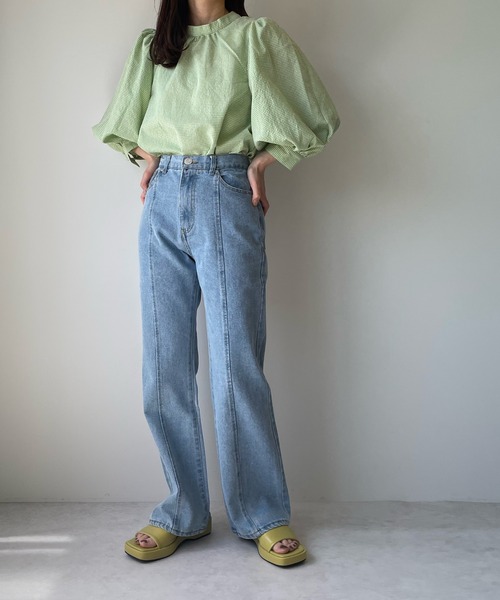 LE MORE(リモア)の「ギンガムパフブラウス(シャツ/ブラウス・レディース・レッド/ブラック/グリーン・FREE)」の15枚目の写真