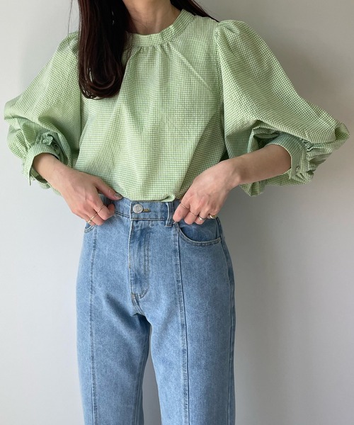 LE MORE(リモア)の「ギンガムパフブラウス(シャツ/ブラウス・レディース・レッド/ブラック/グリーン・FREE)」の16枚目の写真