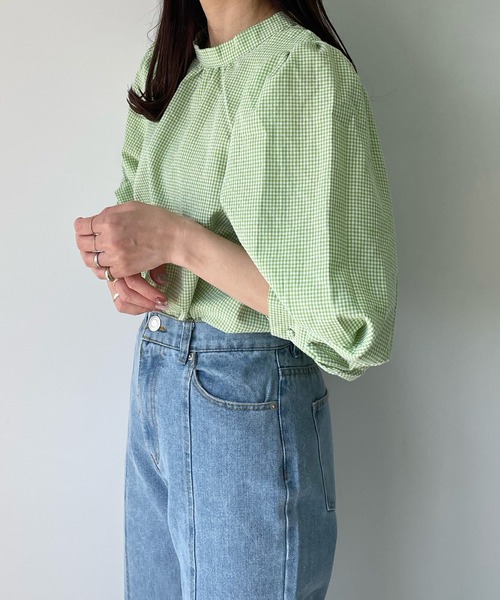 LE MORE(リモア)の「ギンガムパフブラウス(シャツ/ブラウス・レディース・レッド/ブラック/グリーン・FREE)」の17枚目の写真