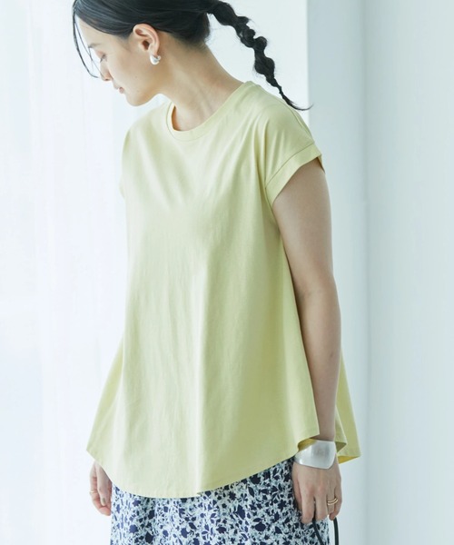 AMERICAN HOLIC（アメリカンホリック）の「フレアラインフレンチスリーブカットプルオーバー（Tシャツ/カットソー・レディース・ネイビー/オフホワイト/イエロー・M/L）」の4枚目の写真