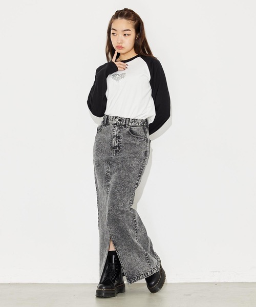 X-girl（エックスガール）の「GLITTER HEART L/S RAGLAN TEE（Tシャツ/カットソー・レディース・ホワイト/ライトパープル/チャコール・S/M）」の8枚目の写真