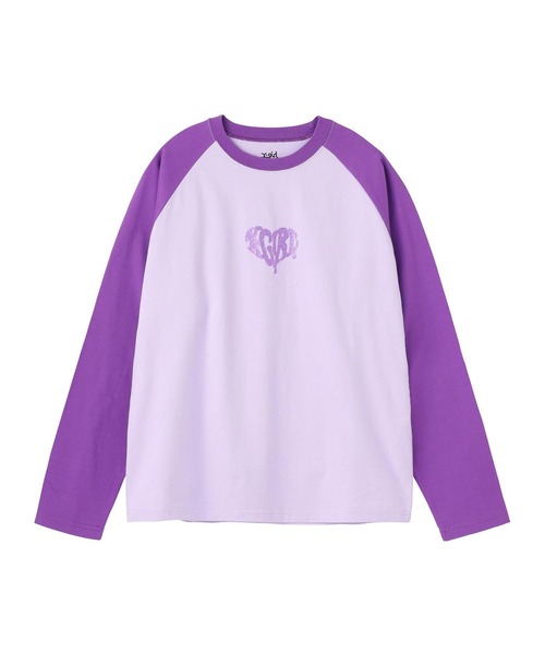 X-girl（エックスガール）の「GLITTER HEART L/S RAGLAN TEE（Tシャツ/カットソー・レディース・ホワイト/ライトパープル/チャコール・S/M）」の17枚目の写真