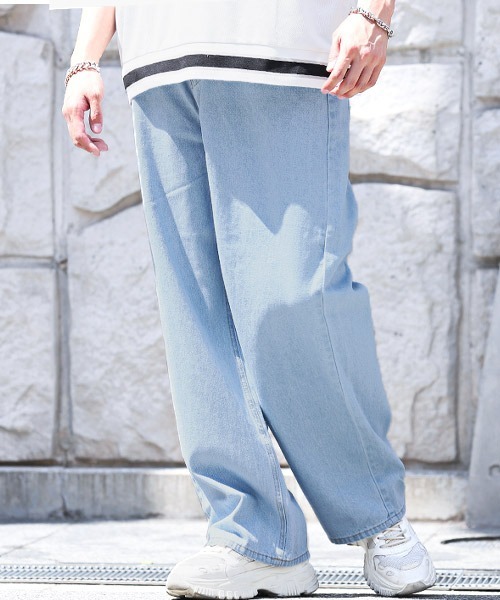LUXSTYLE(ラグスタイル)の「極太ワイドストレートデニムパンツ(デニムパンツ・メンズ・ネイビー/ブルー/ブルー系その他・M/L)」の3枚目の写真